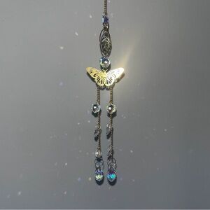 Golden Butterfly Handmade Crystal Sun Catcher
